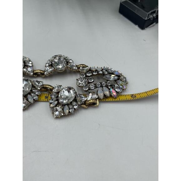 J. Crew Art Deco Rhinestone Clear, AB and Opal Colored Statement Necklace - Picture 15 of 16